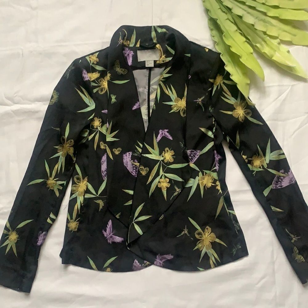 🦋h&m Floral Butterfly Open Front Blazer🦋